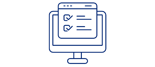 Computer screen with checklist or survey form icon