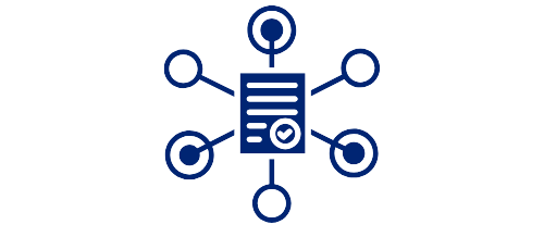 Centralized document with connected nodes icon