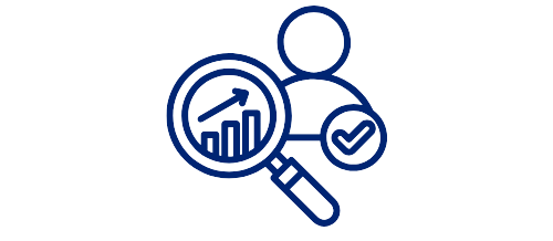 Data analysis with user check icon