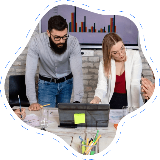 Business team analyzing data in office meeting