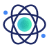Atom icon representing science and technology