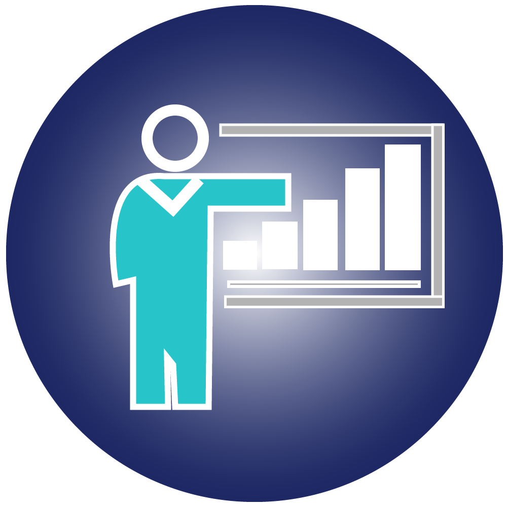 Data analysis icon showing positive results with bar chart